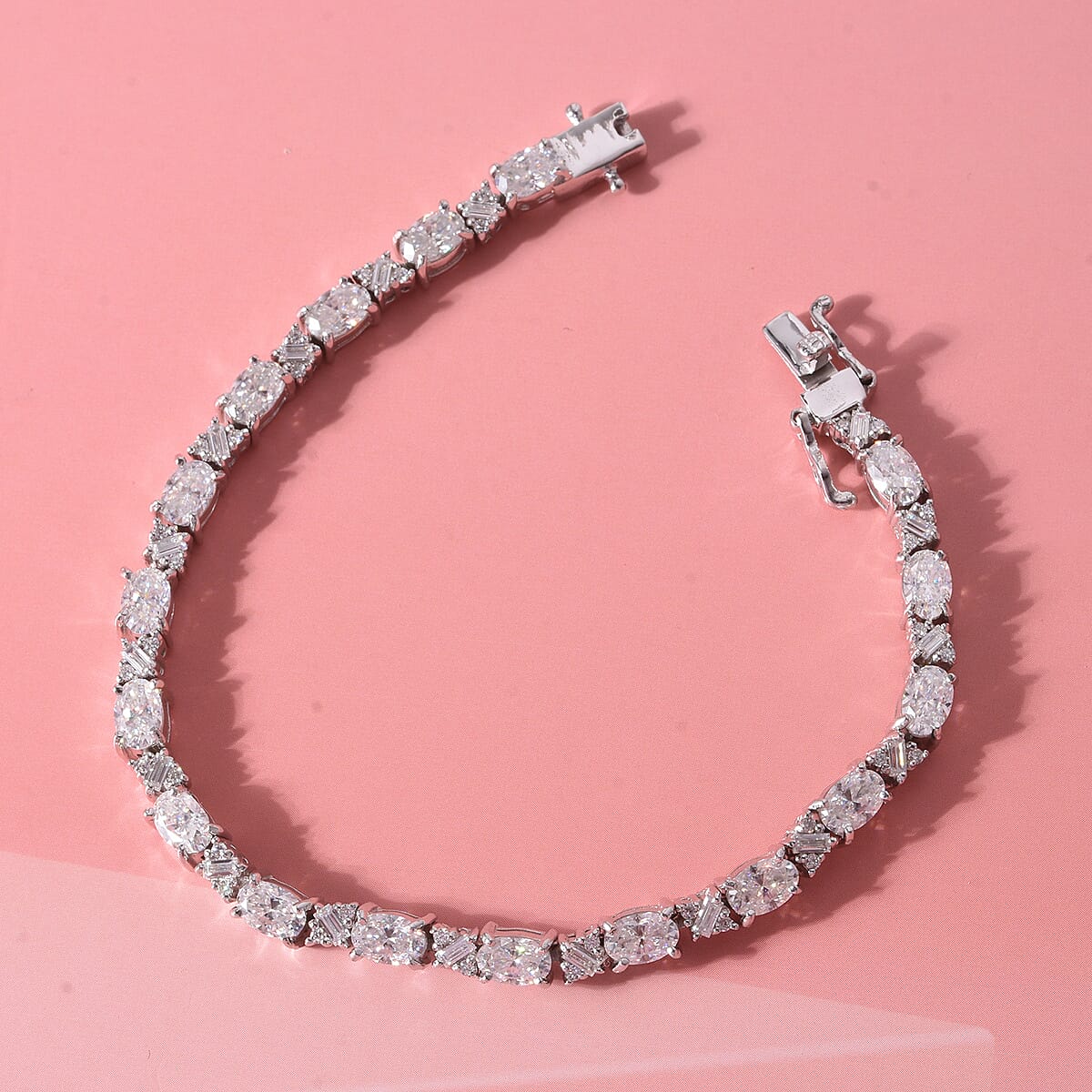 D'Joy Moissanite 9.10 ctw Bracelet in Rhodium Over Sterling Silver (6.50 In) image number 1