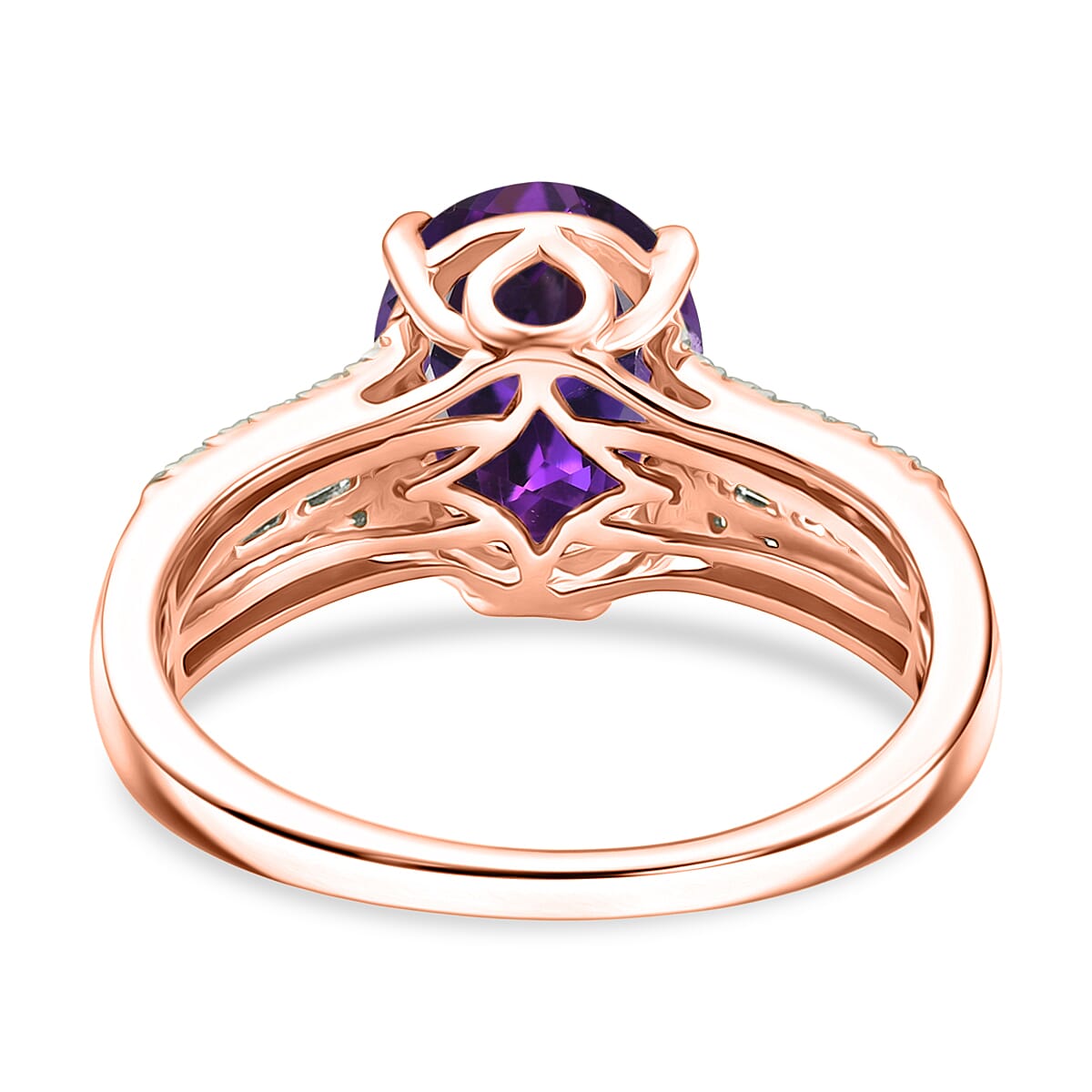 AAA Moroccan Amethyst and Luxuriant Lab Grown Diamond G-H SI 4.25 ctw Ring in 18K Vermeil Rose Gold Over Sterling Silver (Size 4.0)