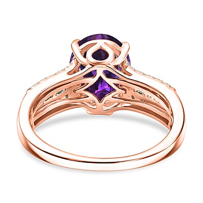 AAA Moroccan Amethyst and Luxuriant Lab Grown Diamond G-H SI 4.25 ctw Ring in 18K Vermeil Rose Gold Over Sterling Silver (Size 4.0)