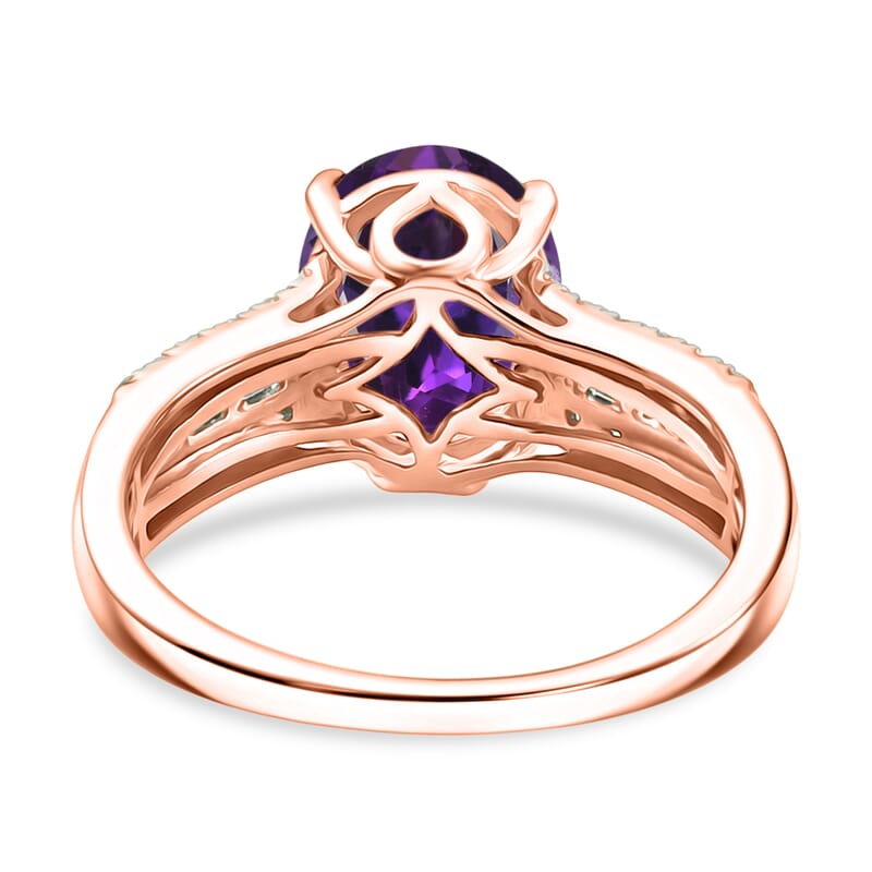 AAA Moroccan Amethyst and Luxuriant Lab Grown Diamond G-H SI 4.25 ctw Ring in 18K Vermeil Rose Gold Over Sterling Silver (Size 4.0)