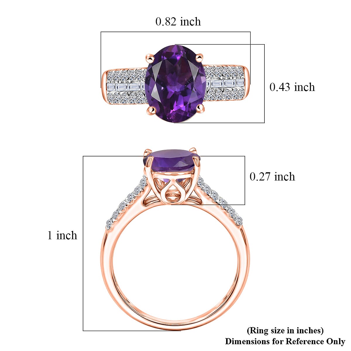 AAA Moroccan Amethyst and Luxuriant Lab Grown Diamond G-H SI 4.25 ctw Ring in 18K Vermeil Rose Gold Over Sterling Silver (Size 4.0)