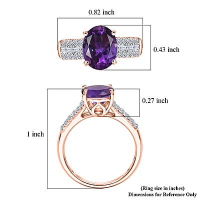 AAA Moroccan Amethyst and Luxuriant Lab Grown Diamond G-H SI 4.25 ctw Ring in 18K Vermeil Rose Gold Over Sterling Silver (Size 4.0)