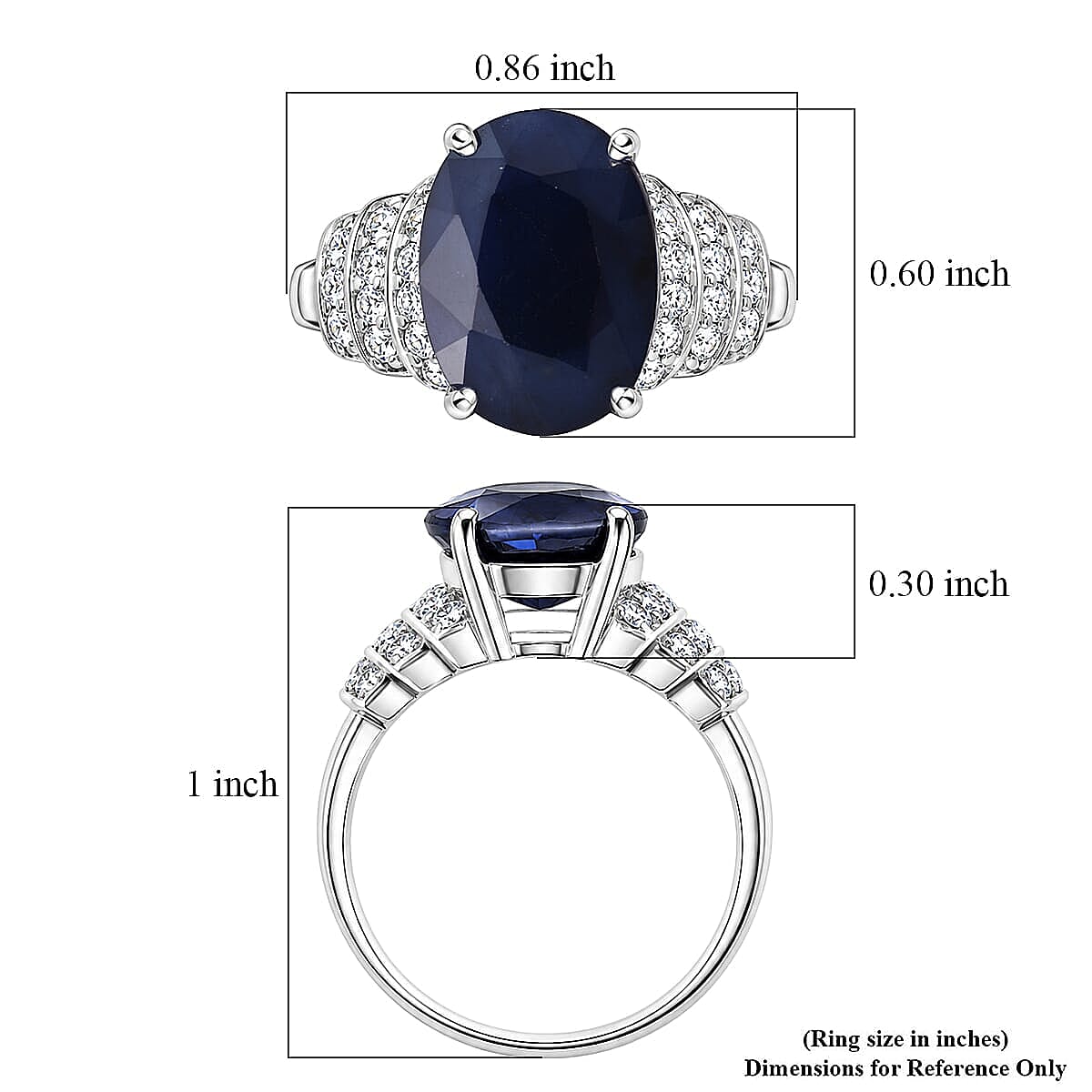 D'Joy Kanchanaburi Blue Sapphire (DF) and Moissanite 8.00 ctw Ring in Rhodium Over Sterling Silver (Size 10.0) image number 5