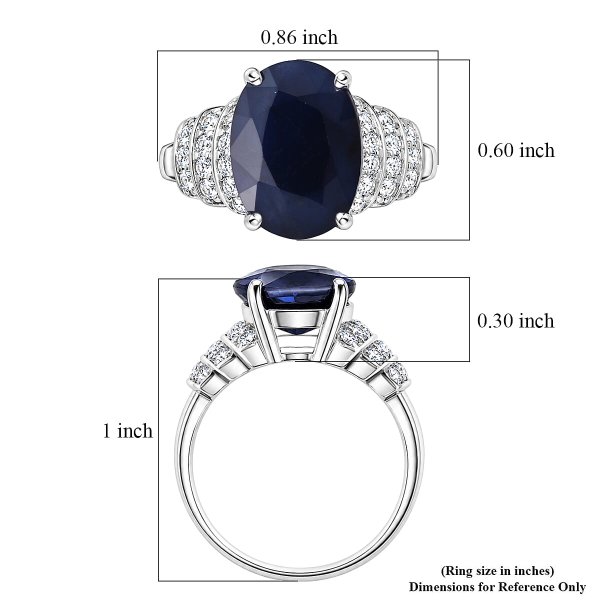 D'Joy Kanchanaburi Blue Sapphire (DF) and Moissanite 8.00 ctw Ring in Rhodium Over Sterling Silver (Size 7.0)