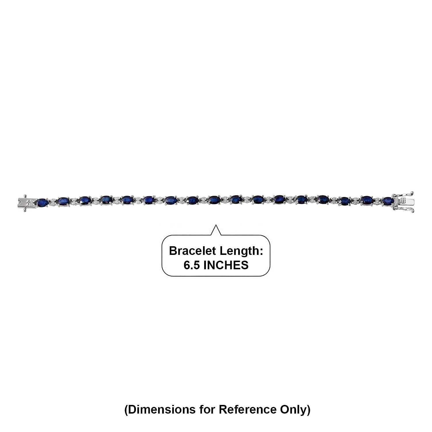 D'Joy Kanchanaburi Blue Sapphire (DF) and Moissanite 10.15 ctw Night Sky Spark Bracelet in Rhodium Over Sterling Silver (6.50 In)