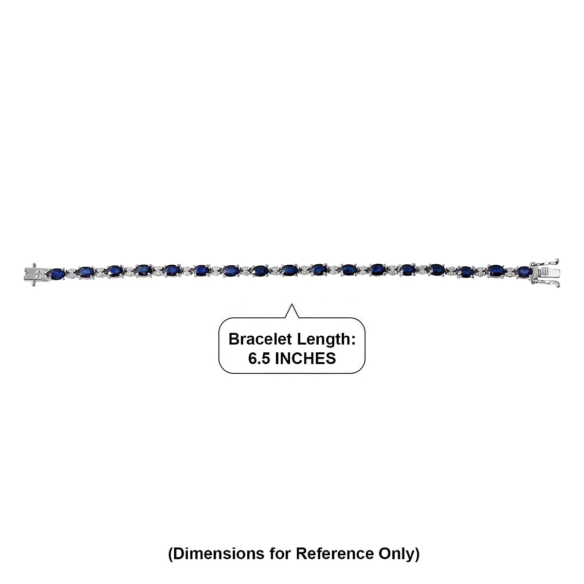 D'Joy Kanchanaburi Blue Sapphire (DF) and Moissanite 10.15 ctw Night Sky Spark Bracelet in Rhodium Over Sterling Silver (6.50 In) image number 4