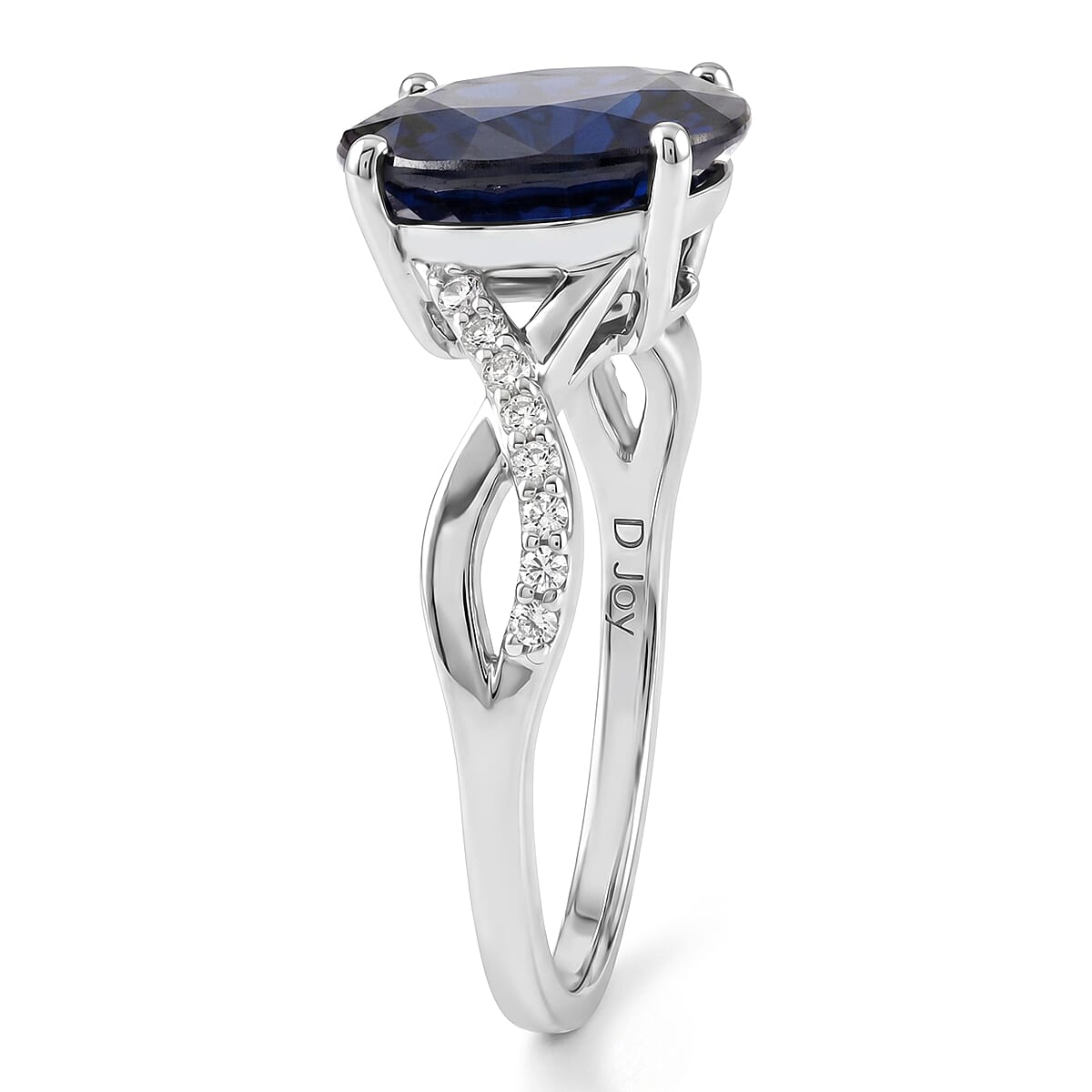 D'Joy Kanchanaburi Blue Sapphire (DF) and Moissanite 4.50 ctw Midnight Infinity Ring in Rhodium Over Sterling Silver (Size 10.0) image number 3