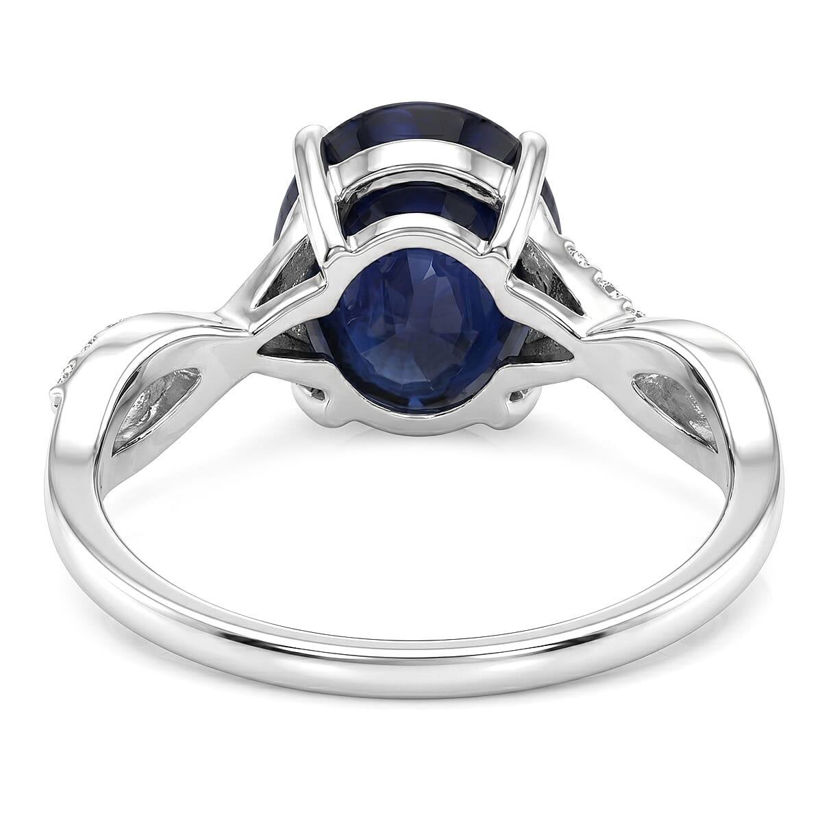 D'Joy Kanchanaburi Blue Sapphire (DF) and Moissanite 4.50 ctw Midnight Infinity Ring in Rhodium Over Sterling Silver (Size 10.0) image number 4