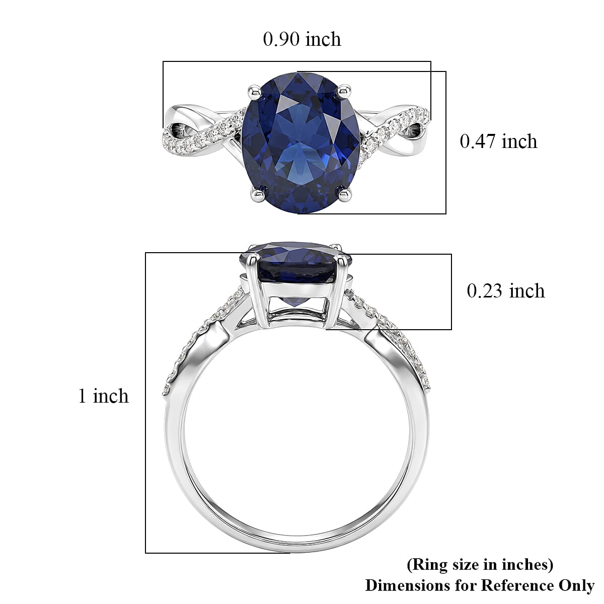 D'Joy Kanchanaburi Blue Sapphire (DF) and Moissanite 4.50 ctw Midnight Infinity Ring in Rhodium Over Sterling Silver (Size 10.0) image number 5