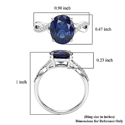 D'Joy Kanchanaburi Blue Sapphire (DF) and Moissanite 4.50 ctw Midnight Infinity Ring in Rhodium Over Sterling Silver (Size 6.0)