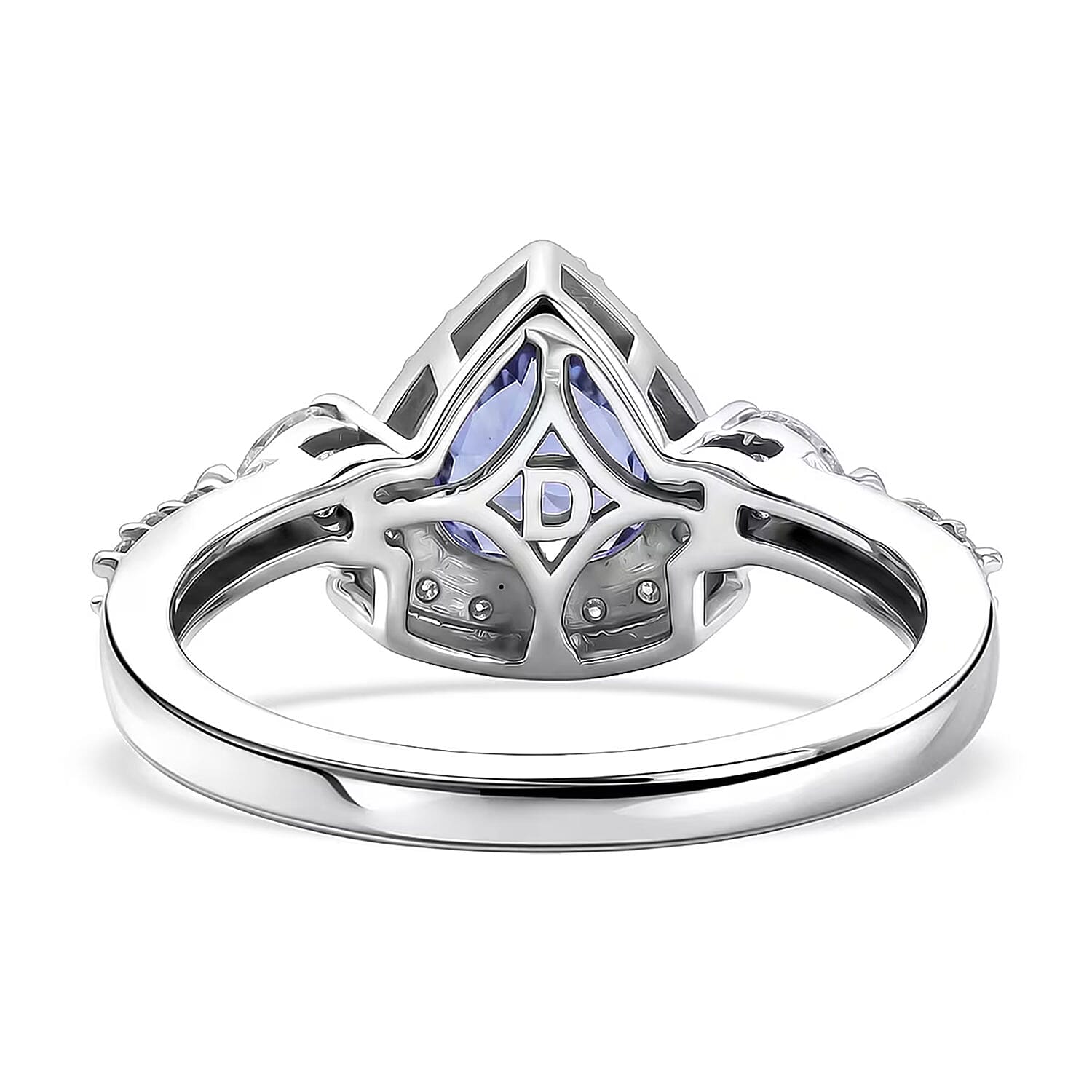 SGL Certified D'Joy Premium Tanzanite and Moissanite 1.70 ctw Trillion Cut Ring in Rhodium Over Sterling Silver (Size 9.0)