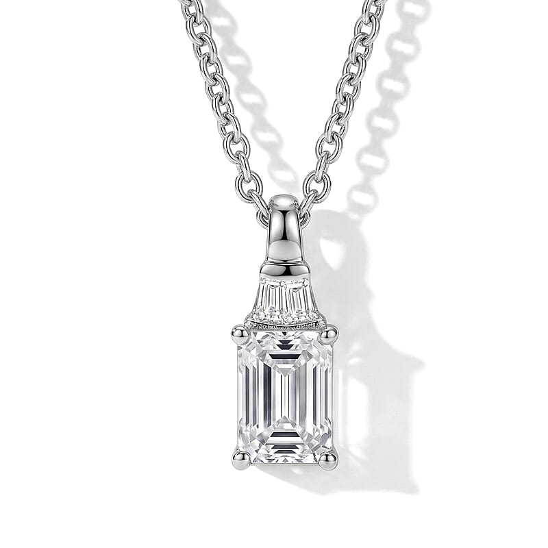 EverTrue Moissanite  Main Stone With Side Stone Pendant Pure Yellow Brass 1.80 ctw