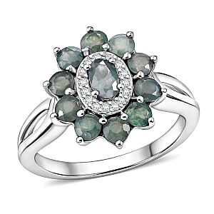 D'Joy Narsipatnam Alexandrite and Moissanite 1.65 ctw Secret Bloom Ring in Rhodium Over Sterling Silver (Size 10.0)
