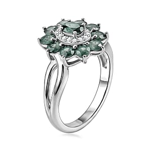 D'Joy Narsipatnam Alexandrite and Moissanite 1.65 ctw Secret Bloom Ring in Rhodium Over Sterling Silver (Size 10.0)