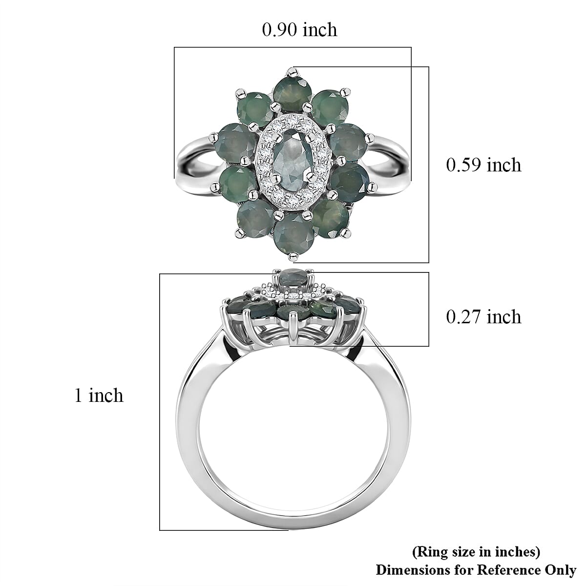 D'Joy Narsipatnam Alexandrite and Moissanite 1.65 ctw Secret Bloom Ring in Rhodium Over Sterling Silver (Size 10.0) image number 5
