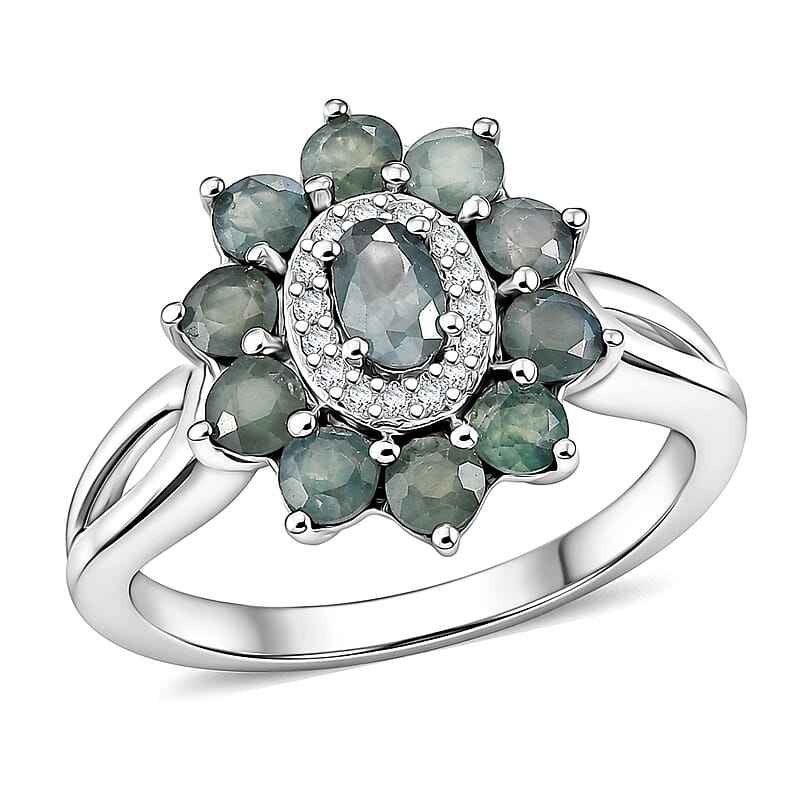D'Joy Narsipatnam Alexandrite and Moissanite 1.65 ctw Secret Bloom Ring in Rhodium Over Sterling Silver (Size 5.0)