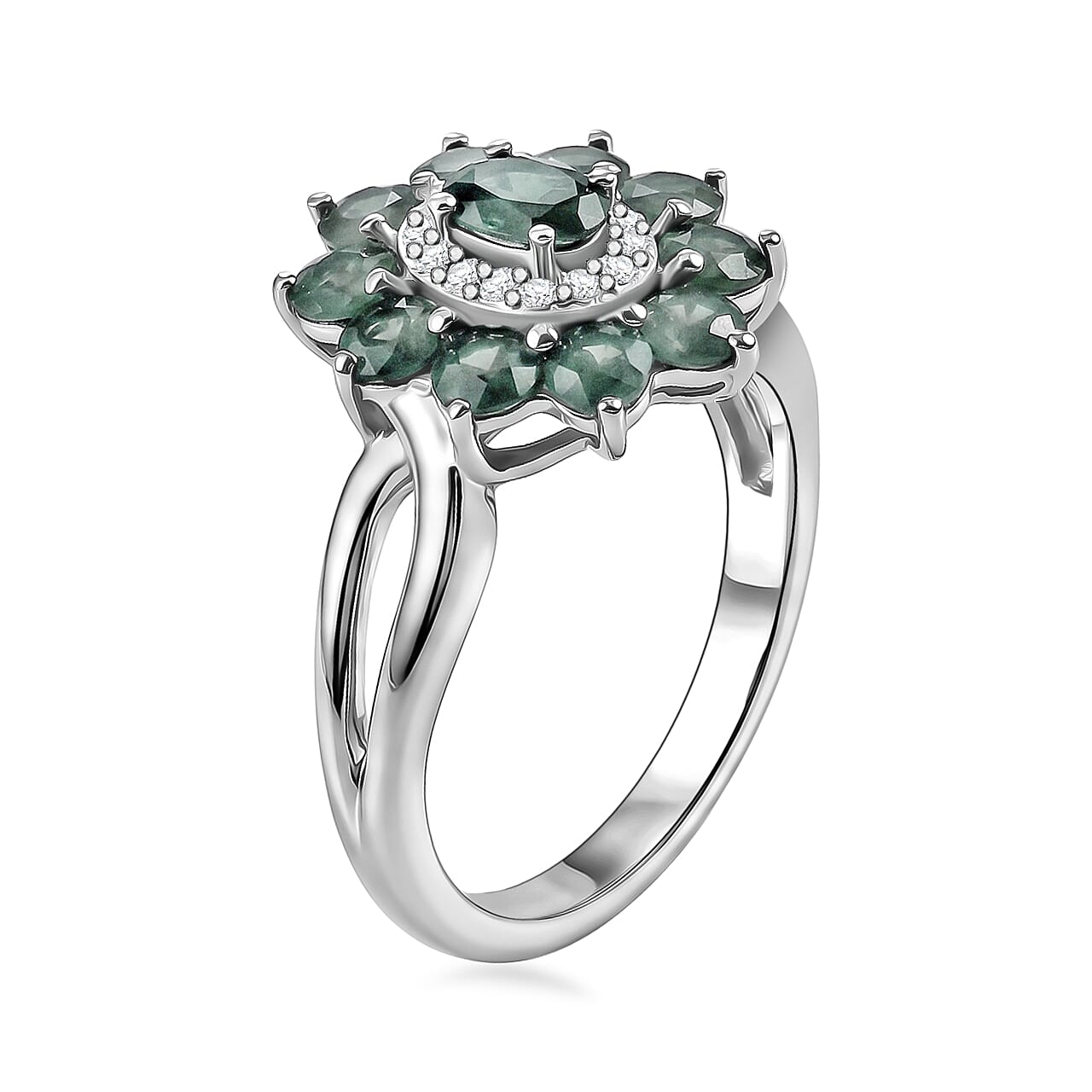 D'Joy Narsipatnam Alexandrite and Moissanite 1.65 ctw Ring in Rhodium Over Sterling Silver (Size 5.0)