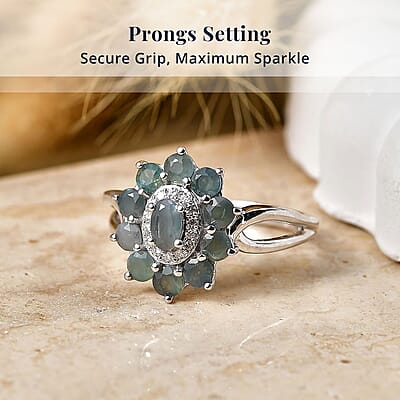 D'Joy Narsipatnam Alexandrite and Moissanite 1.65 ctw Secret Bloom Ring in Rhodium Over Sterling Silver (Size 5.0)