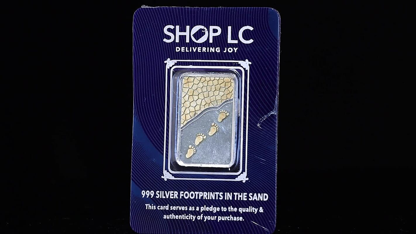 22K YG Over and 999 Fine Silver Footprint in The Sand Embossed Bar (5 g)