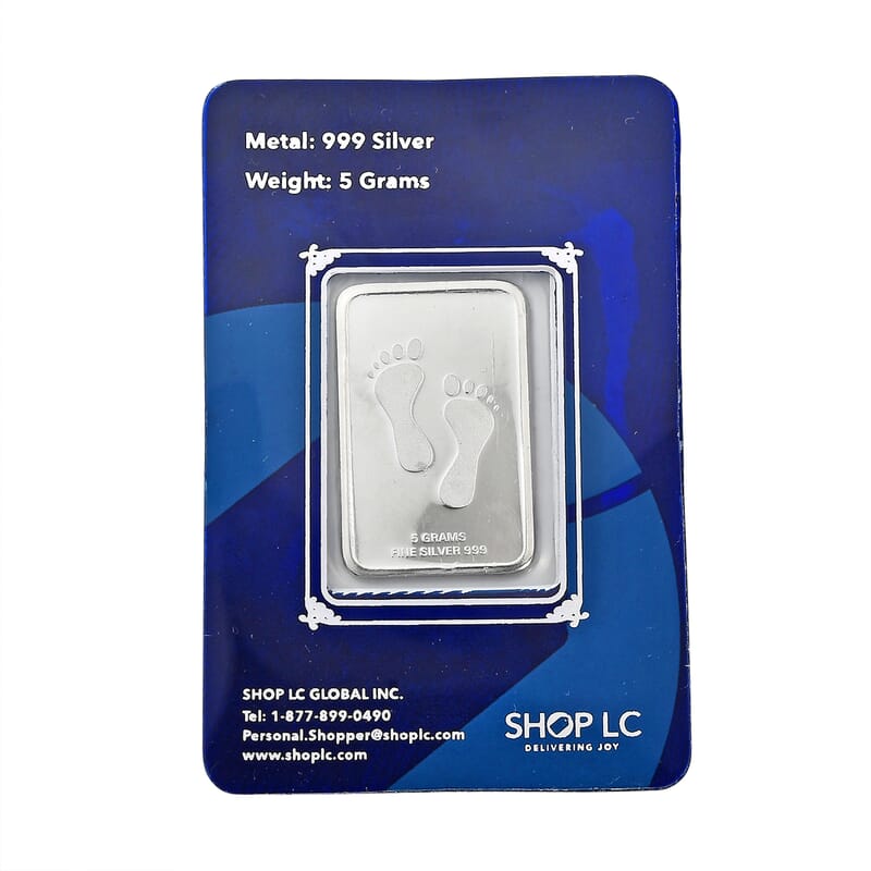 22K YG Over and 999 Fine Silver Footprint in The Sand Embossed Bar 5 Grams