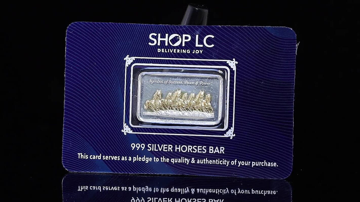 22K YG Over and 999 Fine Silver 7 Horses Embossed Bar (5 g)