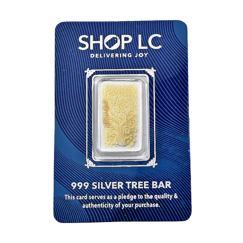 22K YG Over and 999 Fine Silver Tree of Life Embossed Bar 5 Grams