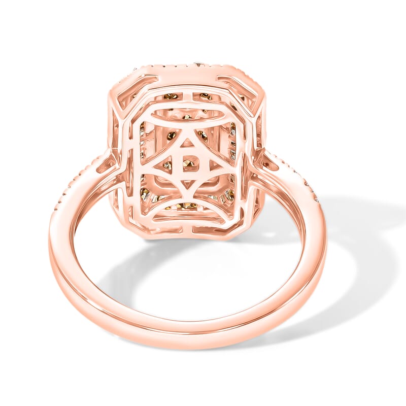D'Joy Natural Champagne Diamond 1.00 ctw Royal Sunburst Ring in 18K Vermeil Rose Gold Over Sterling Silver (Size 6.0)