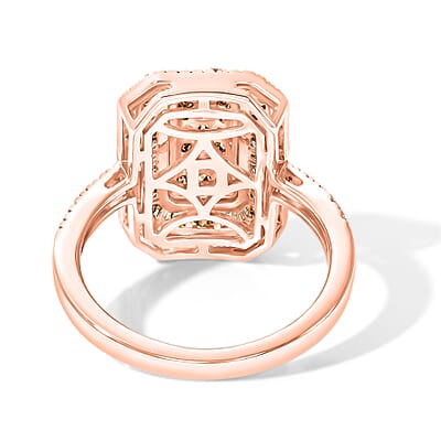 D'Joy Natural Champagne Diamond 1.00 ctw Royal Sunburst Ring in 18K Vermeil Rose Gold Over Sterling Silver (Size 7.0)