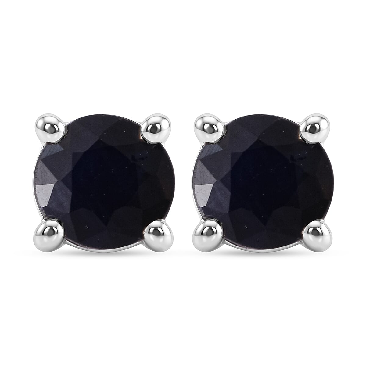 D'Joy Kanchanaburi Blue Sapphire (DF) 1.35 ctw Earrings in Rhodium Over Sterling Silver