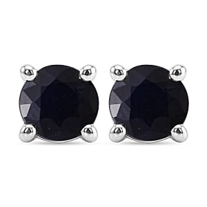 D'Joy Kanchanaburi Blue Sapphire (DF) 1.35 ctw Earrings in Rhodium Over Sterling Silver
