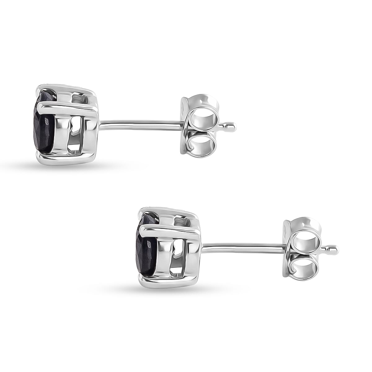 D'Joy Kanchanaburi Blue Sapphire (DF) 1.35 ctw Earrings in Rhodium Over Sterling Silver image number 3