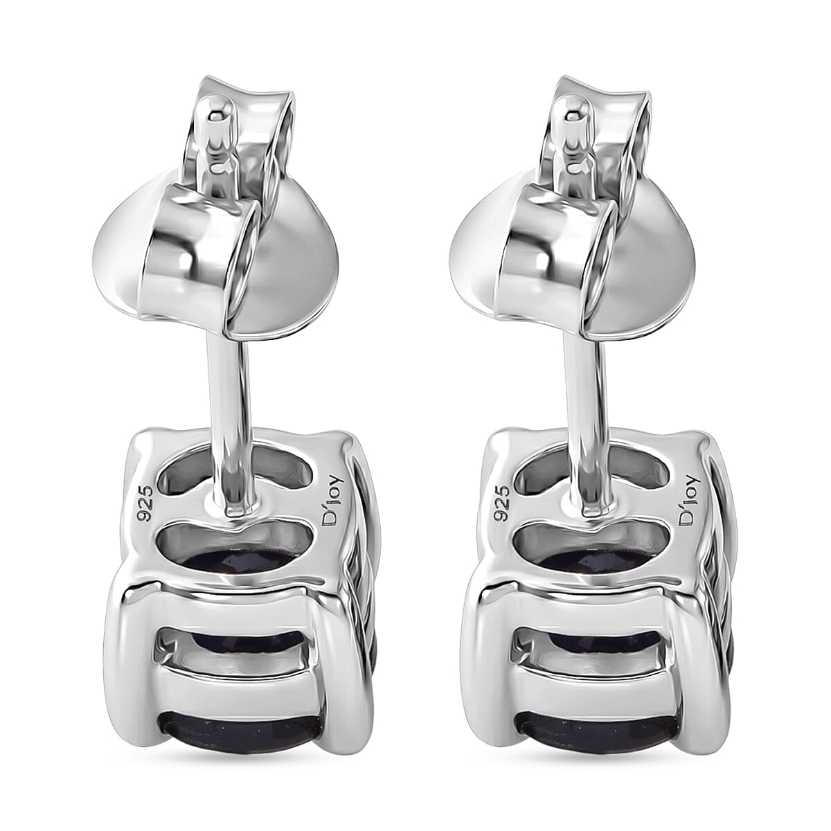 D'Joy Kanchanaburi Blue Sapphire (DF) 1.35 ctw Earrings in Rhodium Over Sterling Silver image number 4