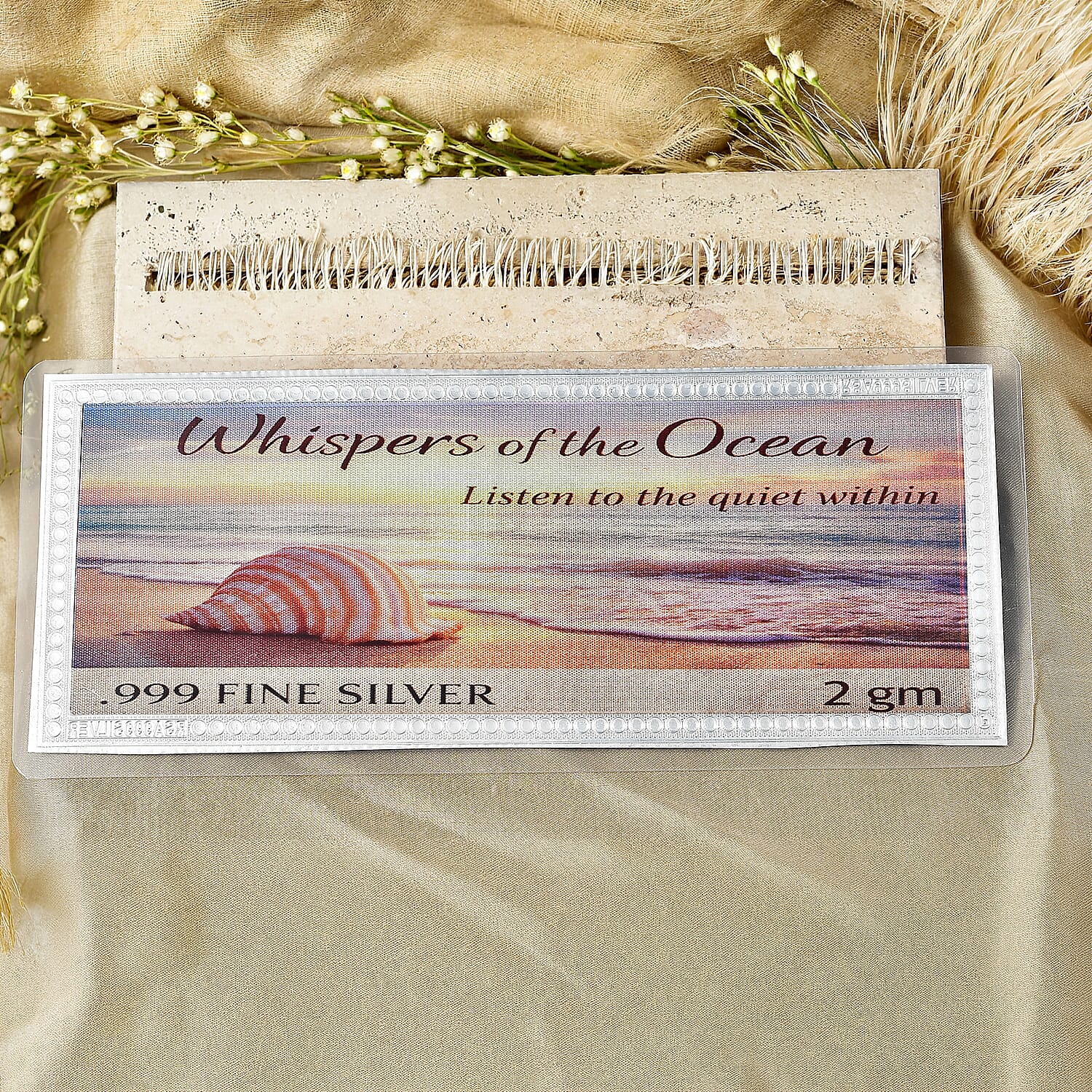 999 Fine Silver Whispers of Ocean Embossed Sheet (2 g)