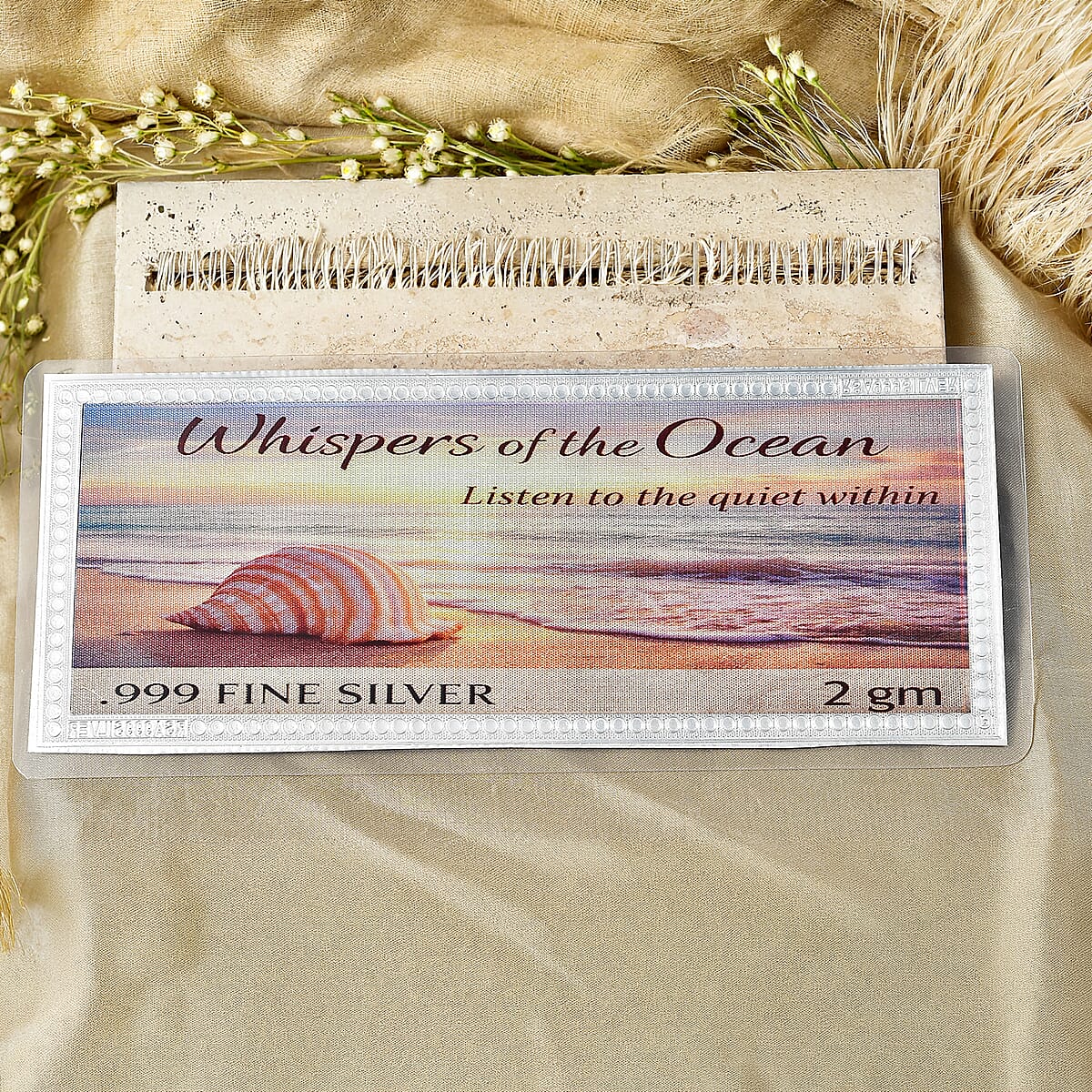 999 Fine Silver Whispers of Ocean Embossed Sheet (2 g) image number 1