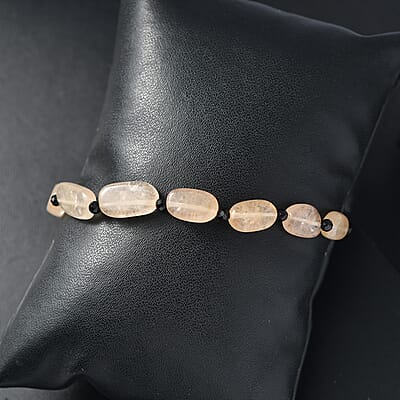 EverTrue Yellow Aventurine and Thai Black Spinel 35.00 ctw Bracelet in Stainless Steel (7.25 In)