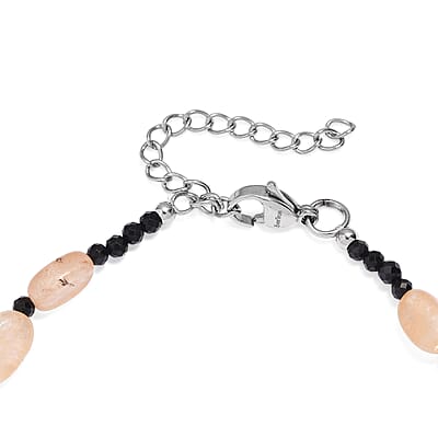 EverTrue Yellow Aventurine and Thai Black Spinel 35.00 ctw Bracelet in Stainless Steel (7.25 In)