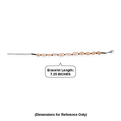 EverTrue Yellow Aventurine and Thai Black Spinel 35.00 ctw Bracelet in Stainless Steel (7.25 In)
