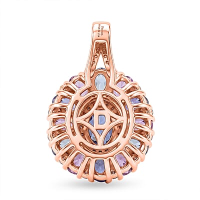 D'Joy Tanzanite and Multi Gemstone 2.90 ctw Rose Twilight Pendant without Chain in 18K Vermeil Rose Gold Over Sterling Silver