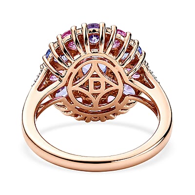 D'Joy Tanzanite and Multi Gemstone 3.50 ctw Rose Twilight Ring in 18K Vermeil Rose Gold Over Sterling Silver (Size  6.0)