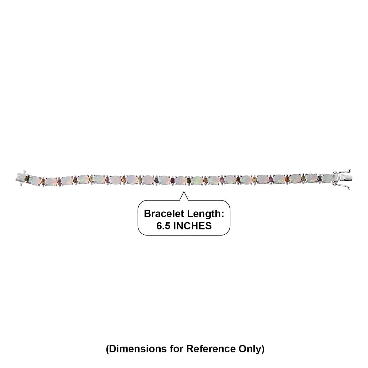 D'Joy Premium Ethiopian Welo Opal and Multi-Tourmaline 8.90 ctw Starlight Bracelet in Rhodium Over Sterling Silver (6.50 In) image number 4