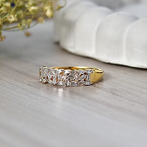 Luxuriant Lab Grown Diamond G-H SI 0.25 ctw Half Eternity Band Ring in 18K Vermeil Yellow Gold Over Sterling Silver (Size 10.0) (Del. In 10-12 Days)