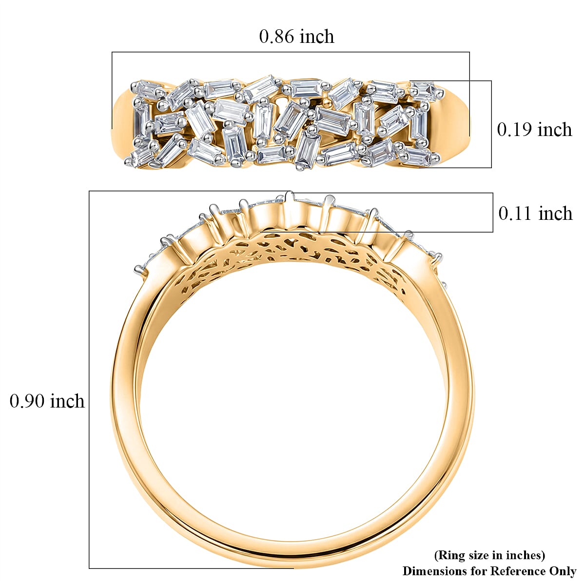 Luxuriant Lab Grown Diamond (G-H, SI) Half Eternity Band Ring in 18K Vermeil Yellow Gold Over Sterling Silver (Size 10.0) 0.25 ctw image number 5