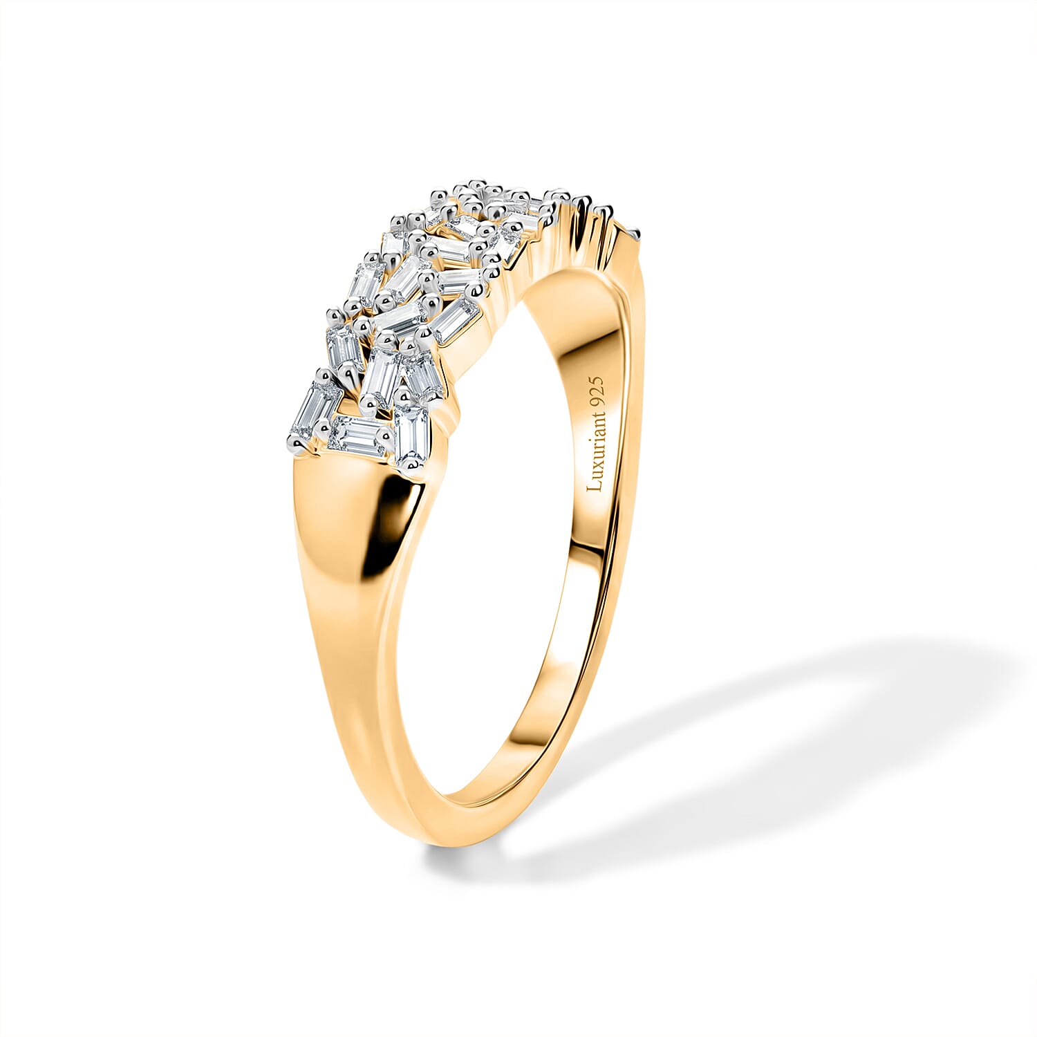 Luxuriant Lab Grown Diamond G-H SI 0.25 ctw Half Eternity Band Ring in 18K Vermeil Yellow Gold Over Sterling Silver (Size 5.0)