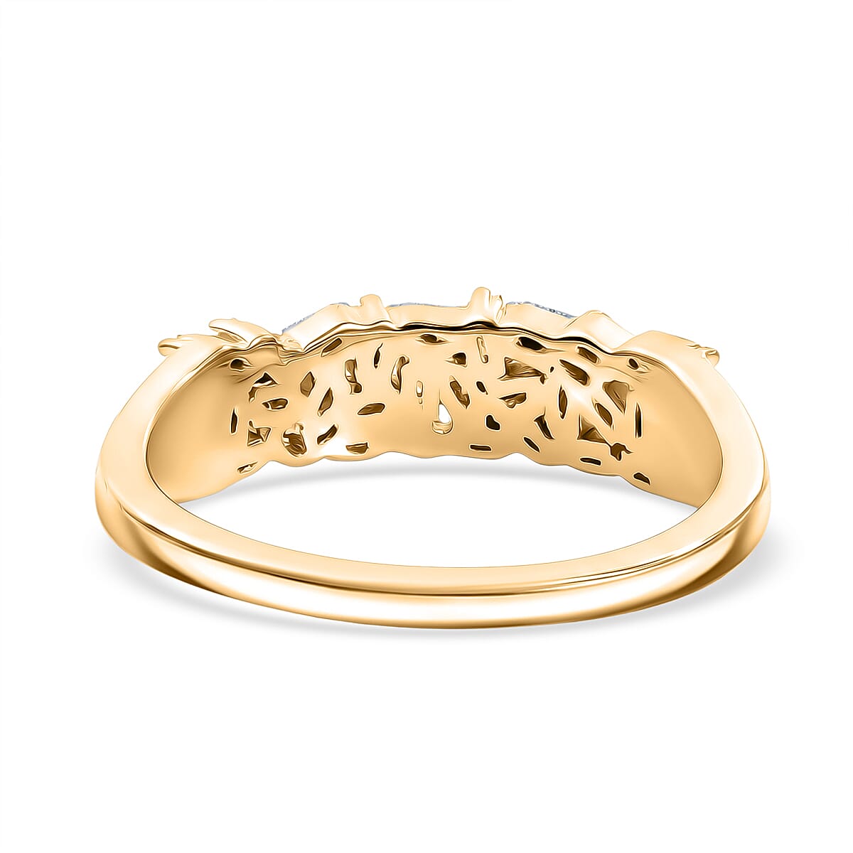Luxuriant Lab Grown Diamond G-H SI 0.25 ctw Half Eternity Band Ring in 18K Vermeil Yellow Gold Over Sterling Silver (Size 5.0)