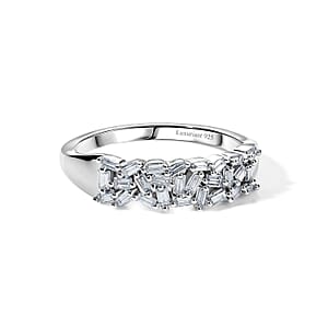 Luxuriant Lab Grown Diamond G-H SI 0.25 ctw Half Eternity Band Ring in Rhodium Over Sterling Silver (Size 6.0) (Del. In 10-12 Days)