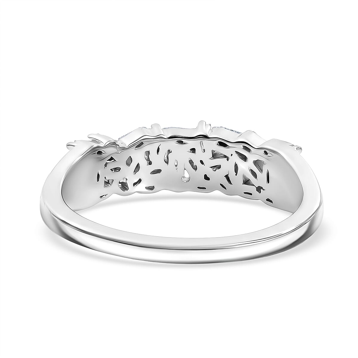 Luxuriant Lab Grown Diamond G-H SI 0.25 ctw Half Eternity Band Ring in Rhodium Over Sterling Silver (Size 8.0) (Del. In 10-12 Days) image number 4