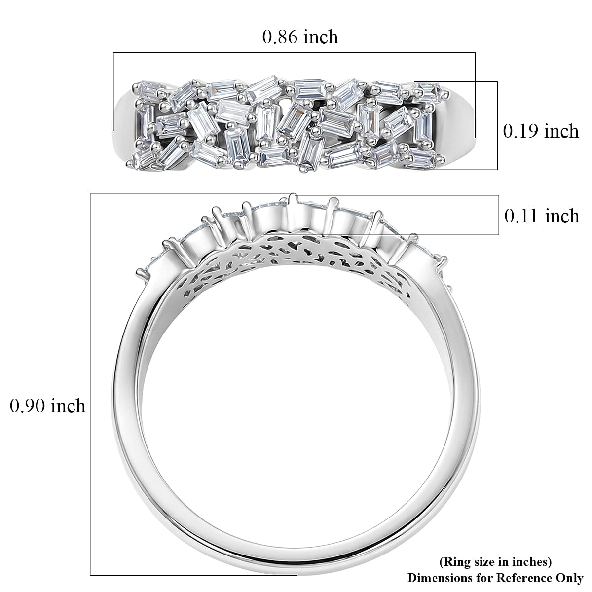 Luxuriant Lab Grown Diamond G-H SI 0.25 ctw Half Eternity Band Ring in Rhodium Over Sterling Silver (Size 8.0) (Del. In 10-12 Days) image number 5