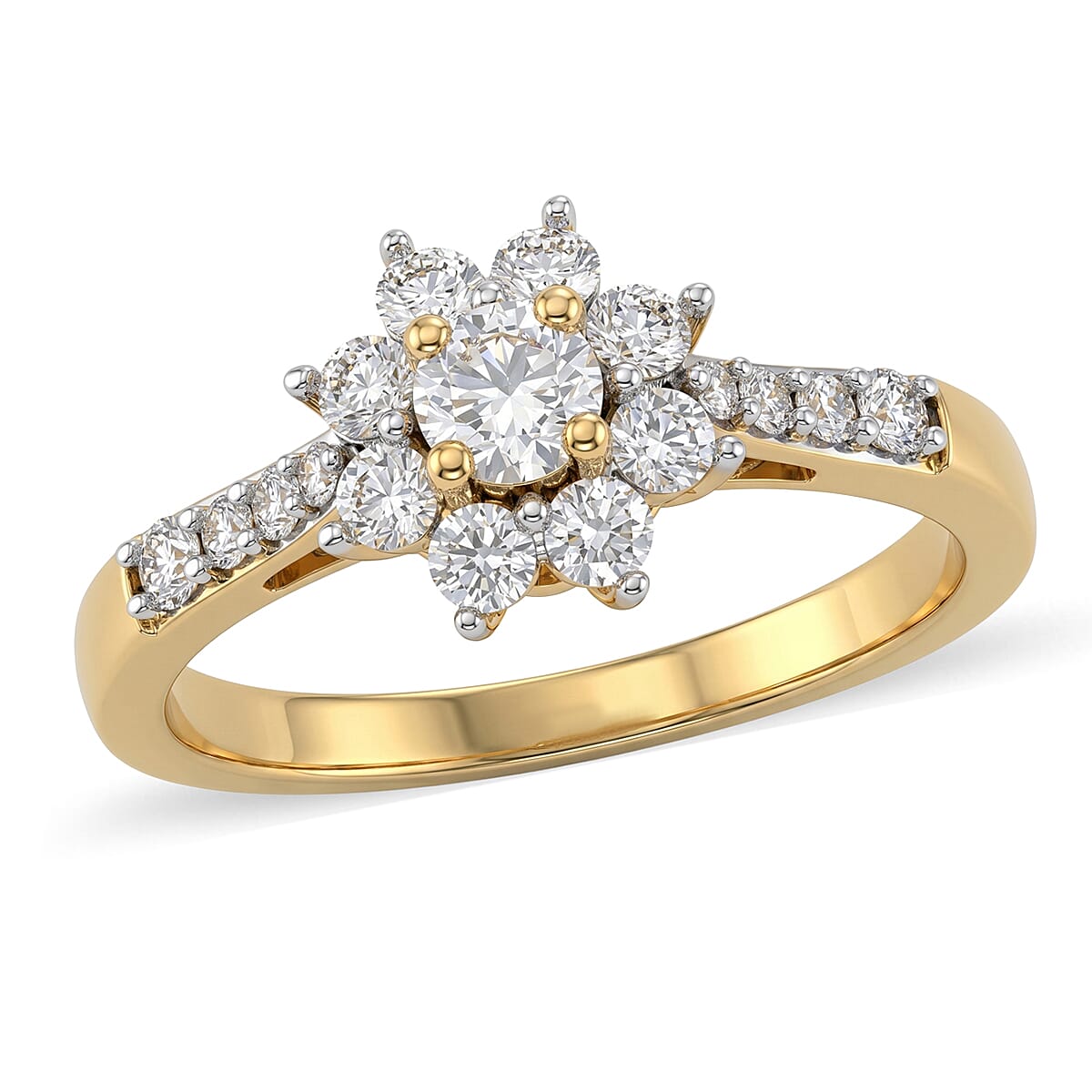 Luxuriant Lab Grown Diamond G-H SI 0.75 ctw Ring in 18K Vermeil Yellow Gold Over Sterling Silver (Size 5.0)