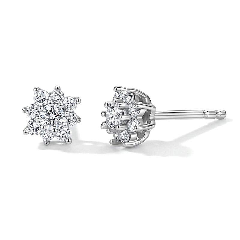 Luxuriant Lab Grown Diamond G-H SI 0.33 ctw Earrings in Rhodium Over Sterling Silver