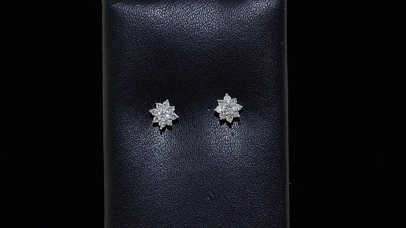 Luxuriant Lab Grown Diamond (G-H, SI) Earrings in Rhodium Over Sterling Silver 0.33 ctw